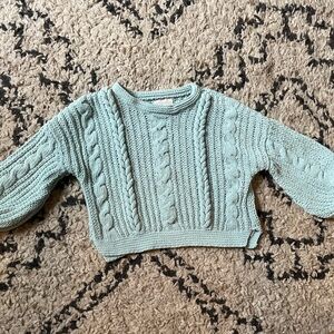 Vintage Cozy Mint Cable Knit Sweater for Kids